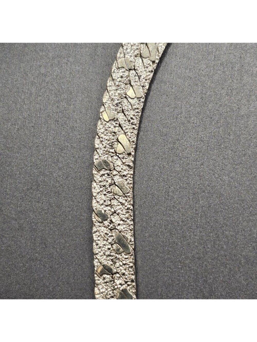Sterling Silver Riccio Herringbone Necklace 18" Textured 6mm Chain Reversible - Picture 9 of 12
